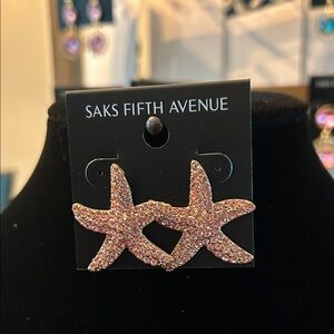 Saks Fifth Avenue Pink Crystal Starfish Earrings